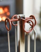 Close-Up of "Woodbridge" Stainless Steel and Leather Circular Companion Set 62cm