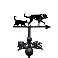 Bedlington Whippet & Cat Weathervane On White Background