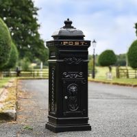 “Blackberry Harvest” Black Camden Deluxe Free Standing Post Box in Situ