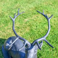 Antlers on the Top of the “Elkin” Rustic Black Cast Iron Stag Sculpture