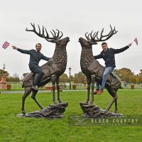 "Highland Prince" Stag on Rock Sculpture
