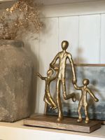 "Holding On" Aluminium and Mango Wood Sculpture - Gold