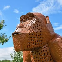 Close-Up of Rustic “Lord Greystoke” Stunning Silverback Gorilla Sculpture 