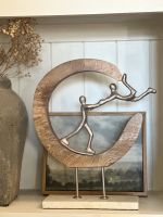 "Lost in a Dream" Aluminium, Mango Wood & Marble Sculpture - Silver