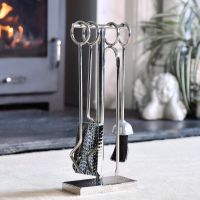"Middleton" Hammered Polished Steel Companion Set in situ in Front of the Fire Place