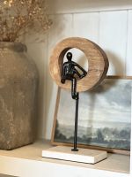 "Soul Searching" Aluminium, Mango Wood & Marble Sculpture - Black