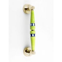 “Square Limes” Ceramic Pull Handle with Polished Brass Hamdles