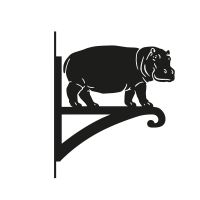 Steel Standing Hippo Hanging Basket Bracket on White Background