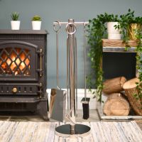 Contemporary Stainless Steel Fireside Companion set