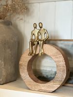 "World of Two" Aluminium and Mango Wood Sculpture - Gold