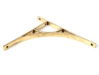 Close-Up of Aged Brass "Ascension" Arched Crescent Shelf Bracket - 314mm x 250mm
