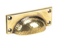 Aged Brass Rectangular Drawer Pull with Curved Handle