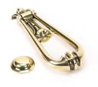 Aged Brass Traditional Loop Handle Door Knocker and Striker Plate