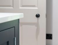 Aged Copper Hammered Mortice & Rim Doorknob Set on Door