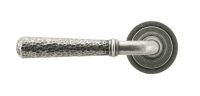 Aged Pewter Hammered Unsprung Lever Door Handle on Art Deco Rose Front