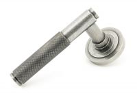 Aged Pewter Textured Unsprung Lever Door Handle on Art Deco Rose