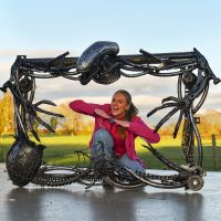 Recycled Metal Alien Mirror Frame