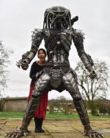 Large Alien Sculpture In Situ With Person For Scale 