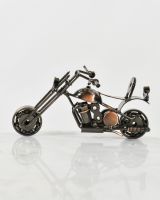 angled view of recycled metal home decor sculpture