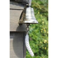 7" Antique Brass Bell with Rope Lanyard