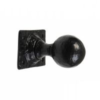 Antique Black Iron Ball End Rim Door Knob Set
