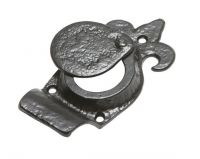 Antique Black Iron Fleur De Lys Cylinder Latch Keyhole Cover