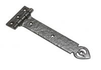 15 Inch Antique Black Malleable Iron Door Hinge With Heavy Strap (Pair)