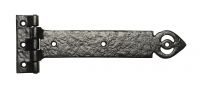 15 Inch Antique Black Malleable Iron Door Hinge With Heavy Strap (Pair)