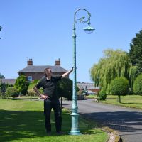 Antique Blue Deluxe Cast Iron Victorian Lamp Post 3.1m Scale Shot