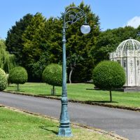 Antique Blue Gothic Lamp Post On Driveway