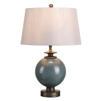  Antique Brass Table Lamp Switched On