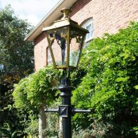 Antique Brass Gothic Lamp Post & Lantern Set 3.7m 