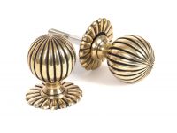 Antique Brass Round Flowered Mortice Knob Set