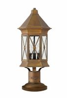 Antique Brass Traditional Triangular Pillar Light 55cm