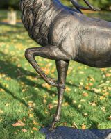Close-Up of Bodywork on Antique Bronze "Regiment" Roaring Stag Garden Sculpture on Stand