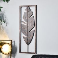 Antique Bronze Feather Wall Art in Frame in Situ
