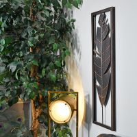Side View of the Antique Bronze Feather Wall Art in Frame