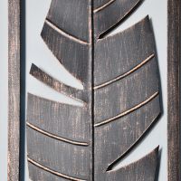 Close-up of the Antique Bronze Feather Wall Art in Frame
