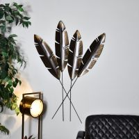 Antique Bronze Feathers Wall Art in Situ in a Modern Sitting Room
