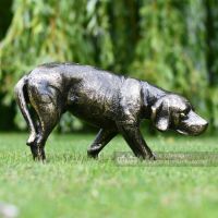 Antique Bronze Finish Dog Peeing Garden Sculpture