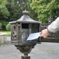 Front Opening in Use on Antique Bronze "Huntingdon" Victorian Post Box
