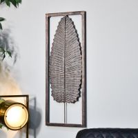 Antique Bronze Leaf Wall Art in Frame in Situ