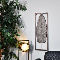 Antique Bronze Leaf Wall Art in Frame in an Antique Bronze Finish