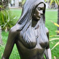 View of the Antique Bronze Finish on the Mermaid Garden Sculpture