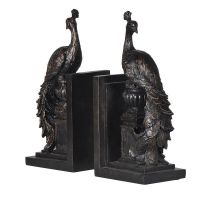 Antique Bronze Peacock Book Ends