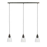 Steel Trio Domed Cone Hanging Lights in Antique Bronze 