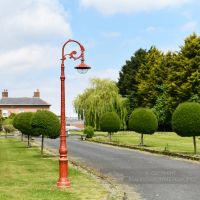 Antique Cast Iron Lamp Post On House Driveway
