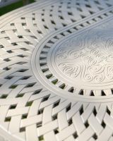 Close-Up of Pattern on Oval Table in "Montacute" Table & Chair Set