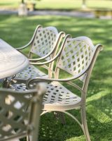 Close-Up of Chair for Antique Champagne "Montacute" Six Seater Garden Table & Chair Set 