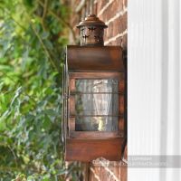 Antique Copper Nautical Inspired Flush Wall Light Side On View
